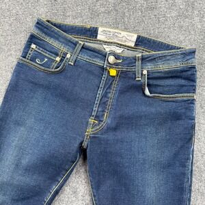 Jacob Cohen PW622 Pants Size 33 Dark Blue Wash Stretch Denim Slim Fit Women's